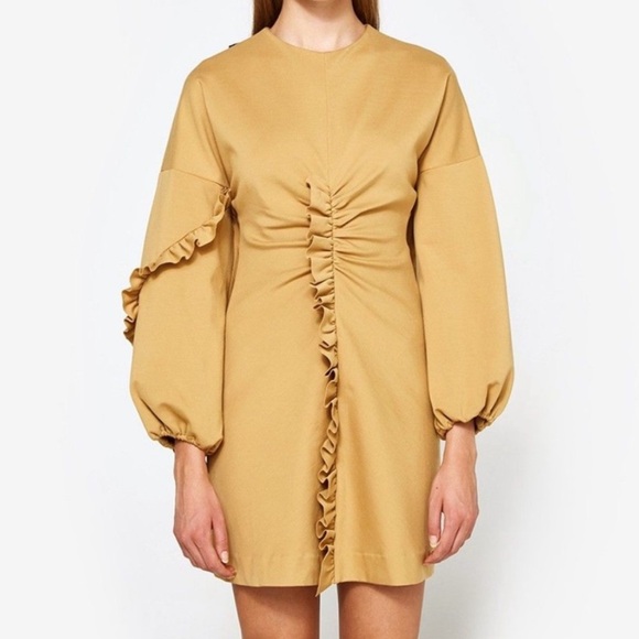 Tibi Mustard/Tan Long Sleeve Dress Size 4 - Picture 1 of 15
